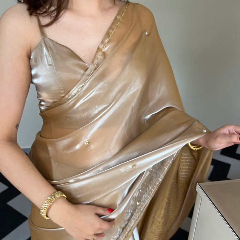 Golden Glow Tissue Saree