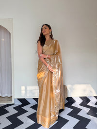 Sunlit Gold Organza Saree