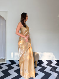 Sunlit Gold Organza Saree