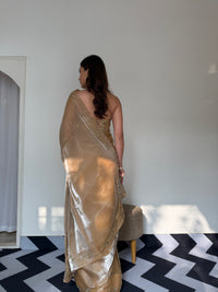 Sunlit Gold Organza Saree