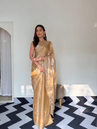 Sunlit Gold Organza Saree