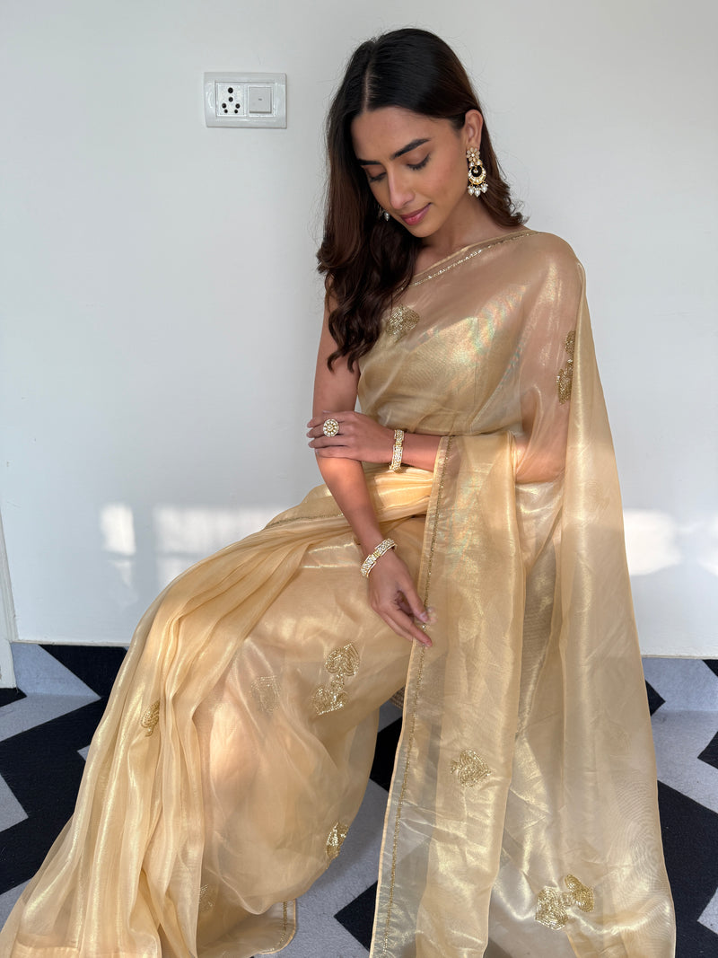 Auric Gold Organza Saree