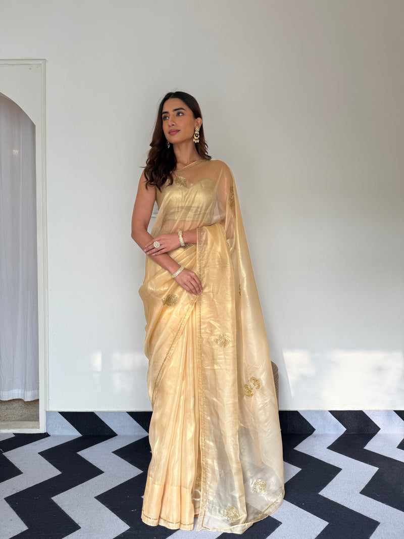 Auric Gold Organza Saree