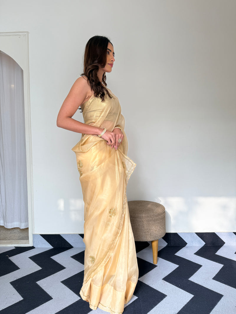 Auric Gold Organza Saree
