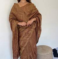 Coffee Caramel Tissue Saree