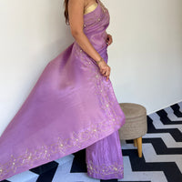 Starry Violet Tissue Saree