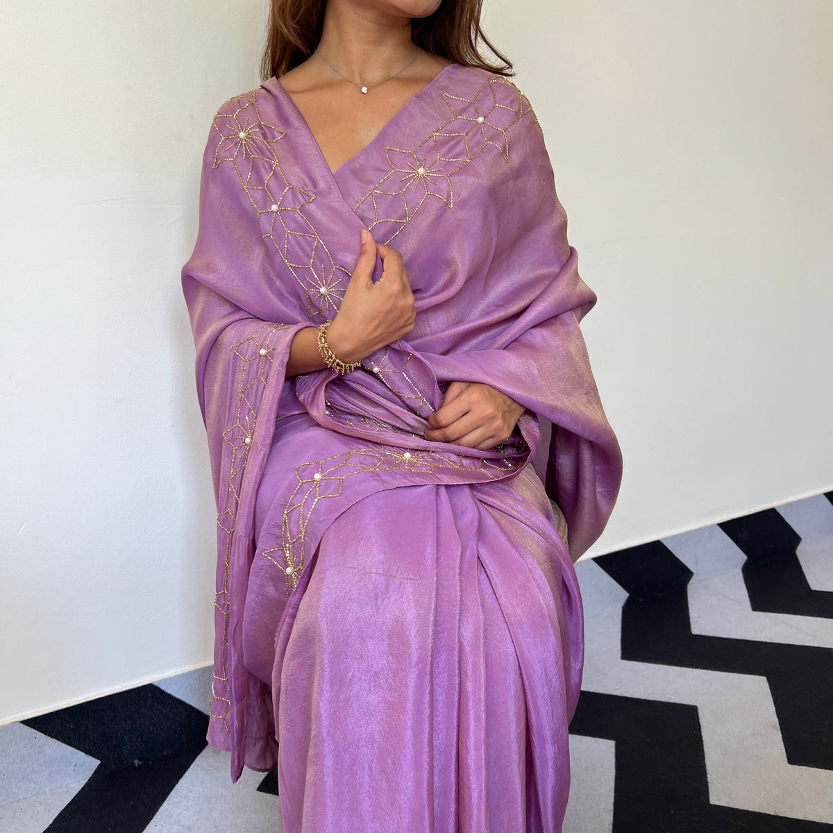 Starry Violet Tissue Saree