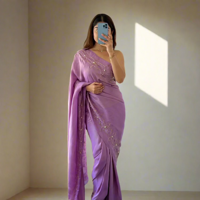 Starry Violet Tissue Saree