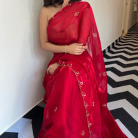 Garnet Glow Tissue Saree
