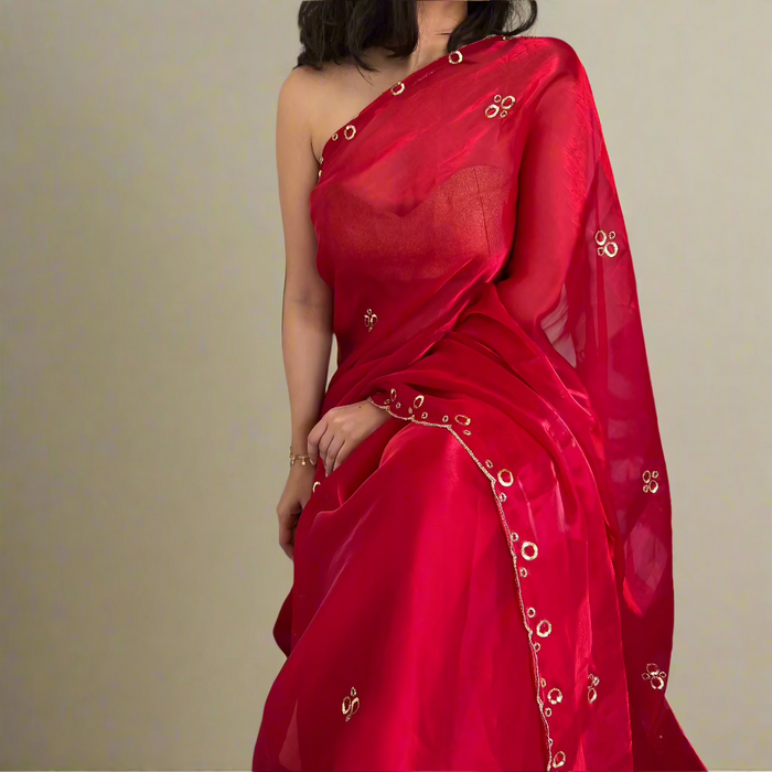 Garnet Glow Tissue Saree
