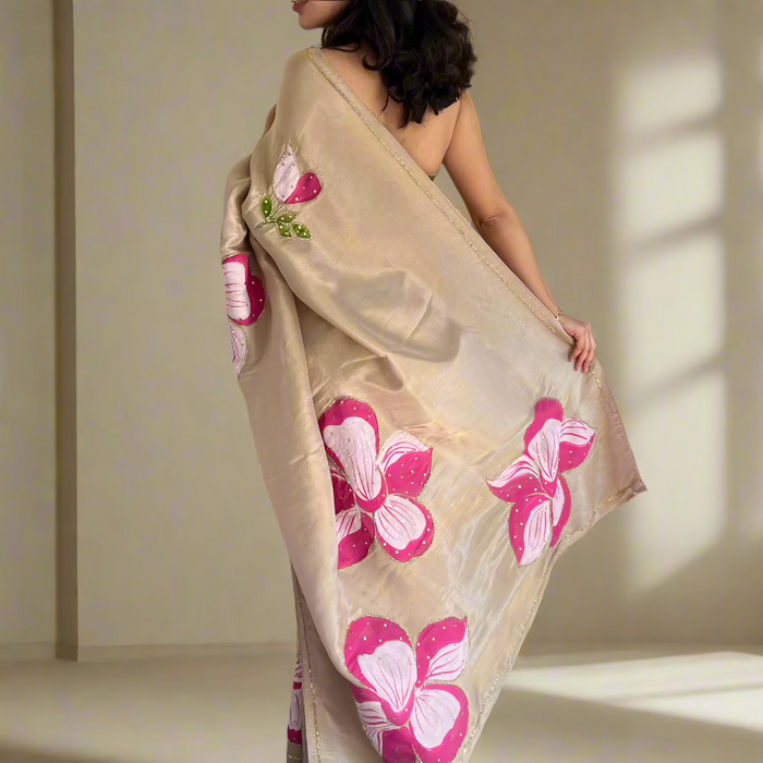 Floral Handpainted Tissue Saree