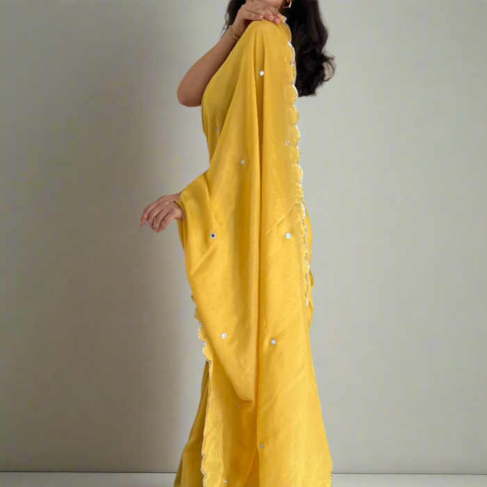 Lemon Lustre Tissue Saree