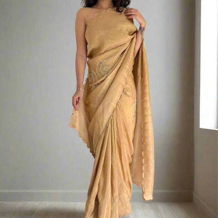 Melon Mist Tissue Saree