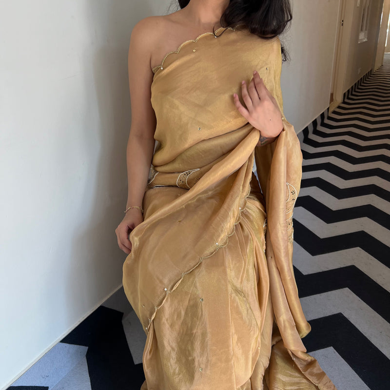 Melon Mist Tissue Saree