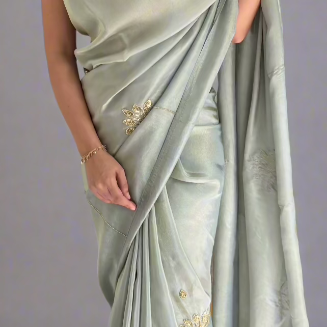 Silver Mist Tissue Saree