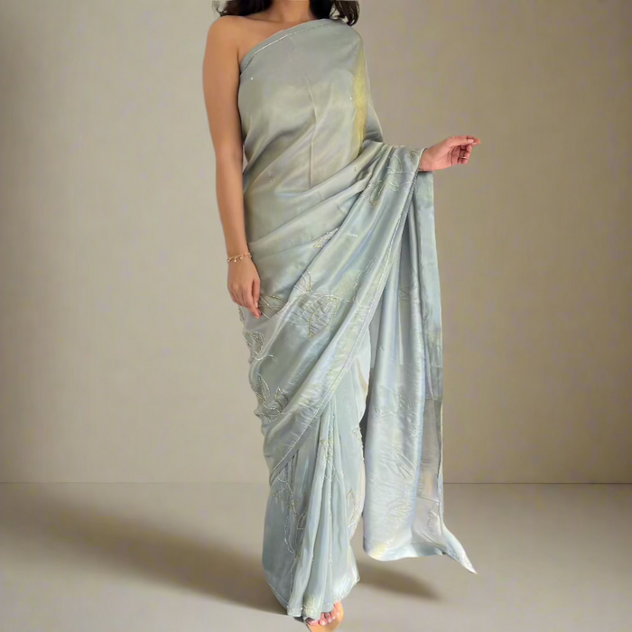 Ash Charm Tissue Saree