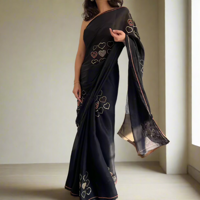 Charcoal Charm Tissue Saree