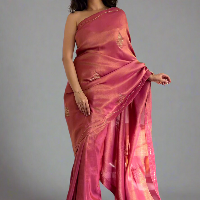 Ruby Radiance Tissue Saree