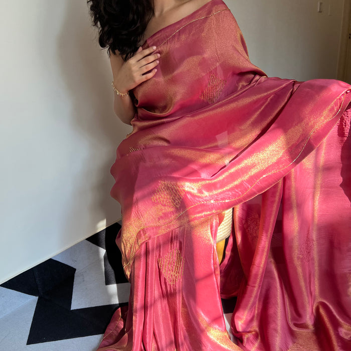 Ruby Radiance Tissue Saree