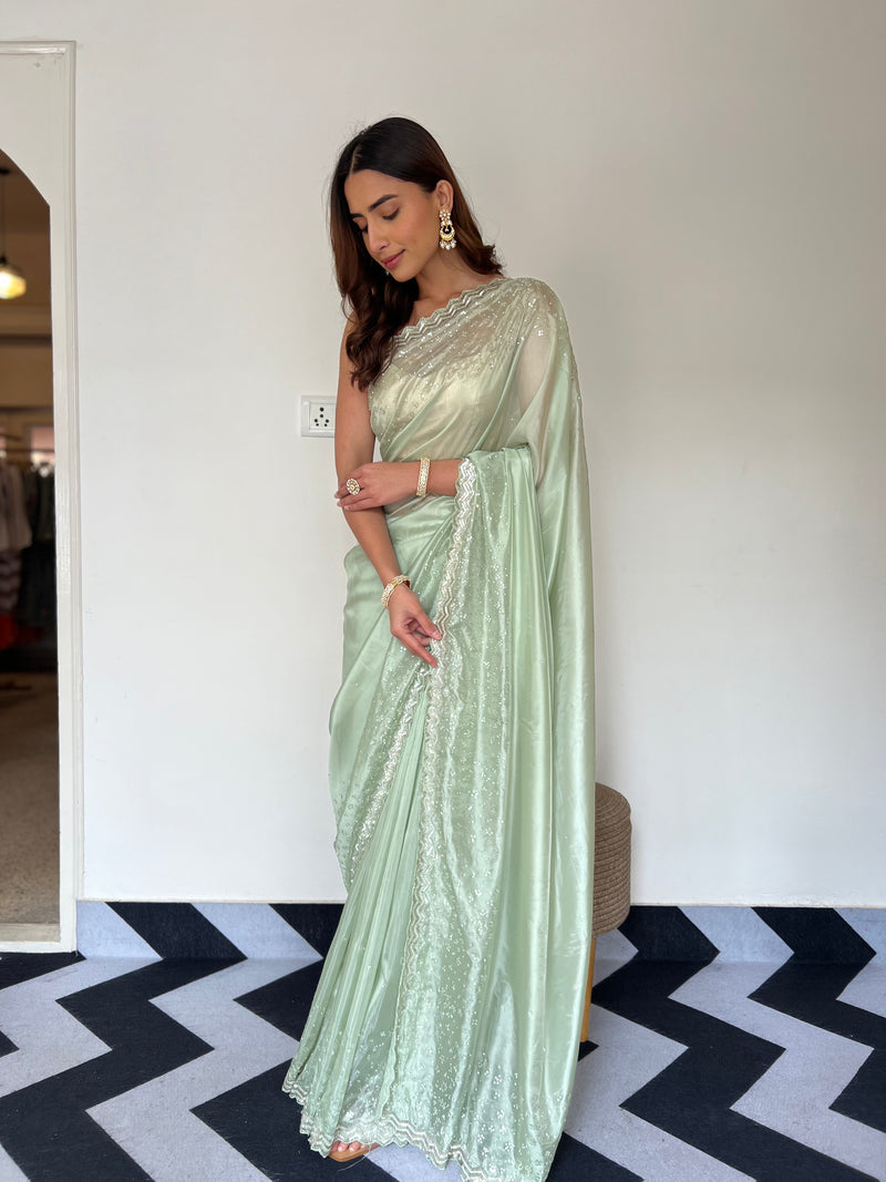 Pastel Pista Saree