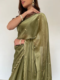 Rosy Olive Saree