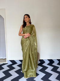 Rosy Olive Saree