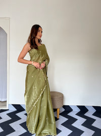 Rosy Olive Saree