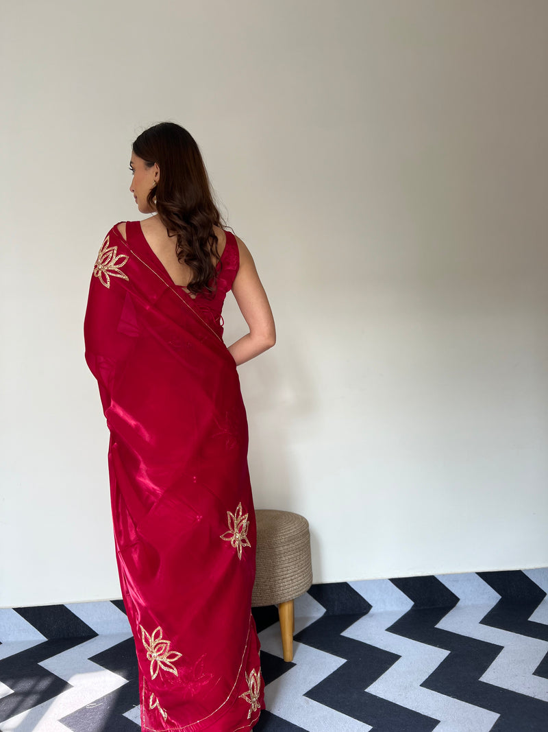 Fiery Rouge Saree