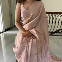 Blush Pink Tissue Saree