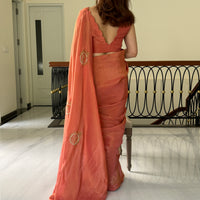 Orange Chandbali Embroidery Saree