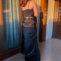 Black Pure Silk Organza Saree