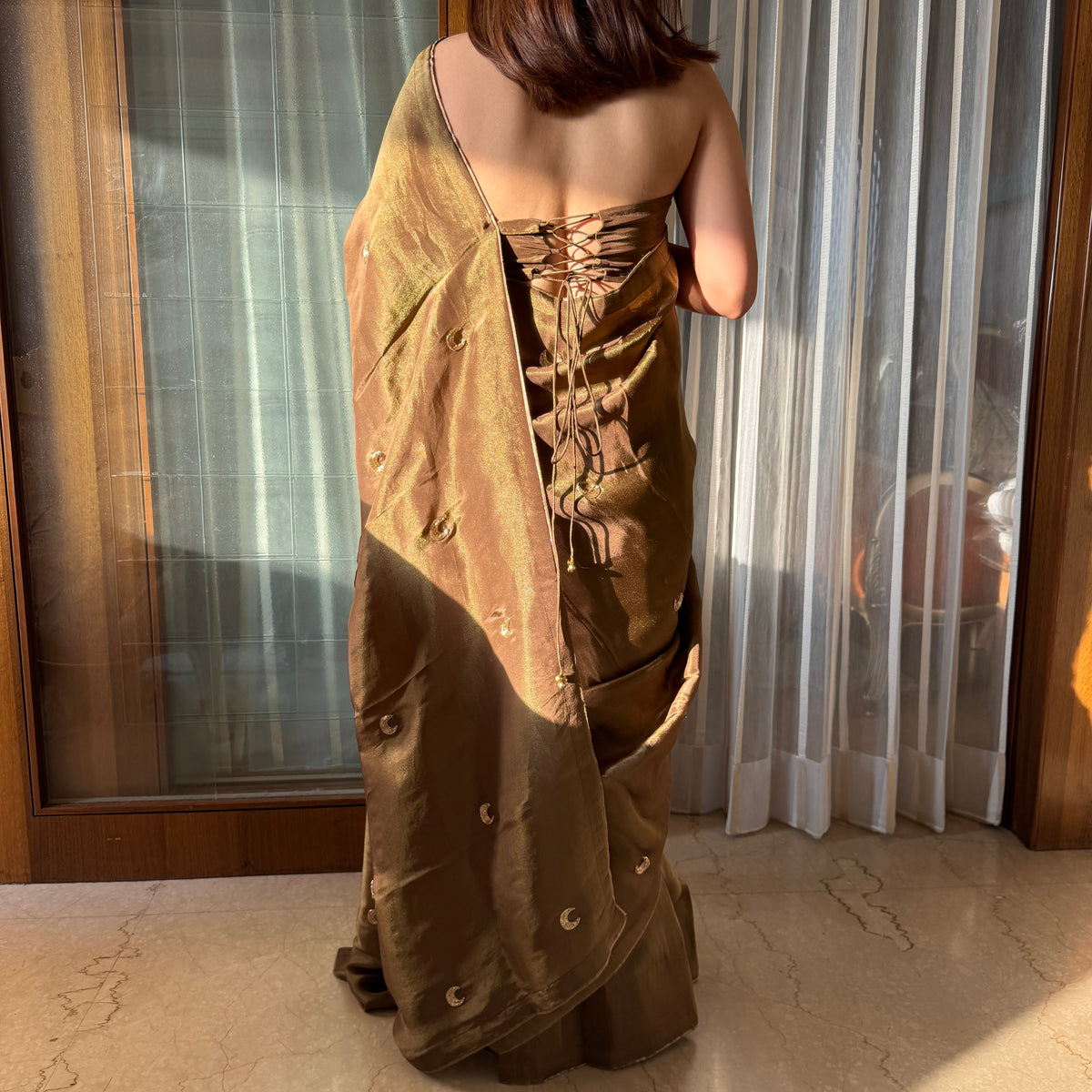 Brown Tissue Saree