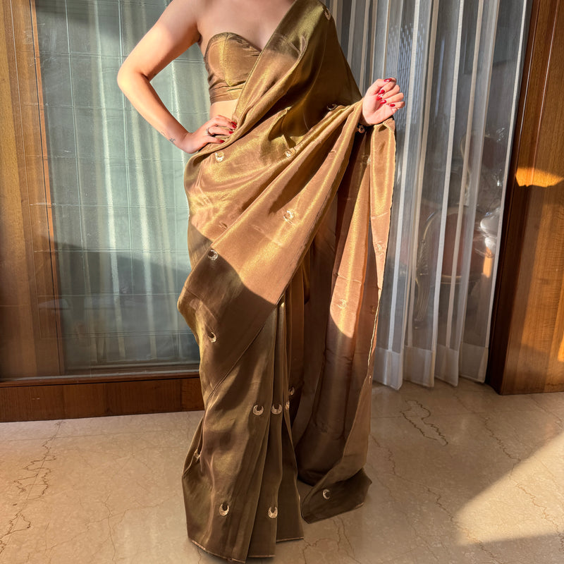 Brown Tissue Saree