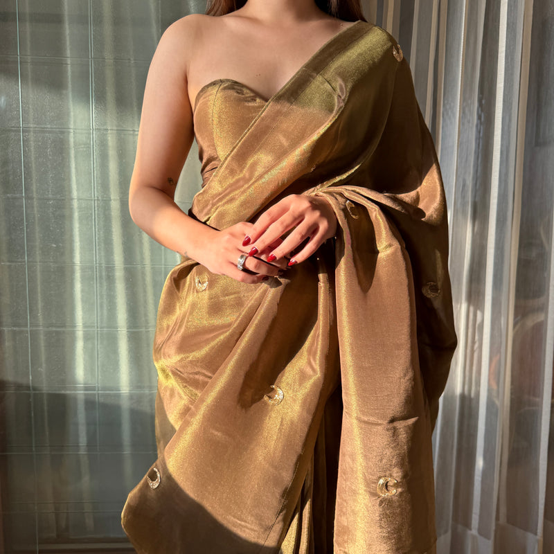 Brown Tissue Saree