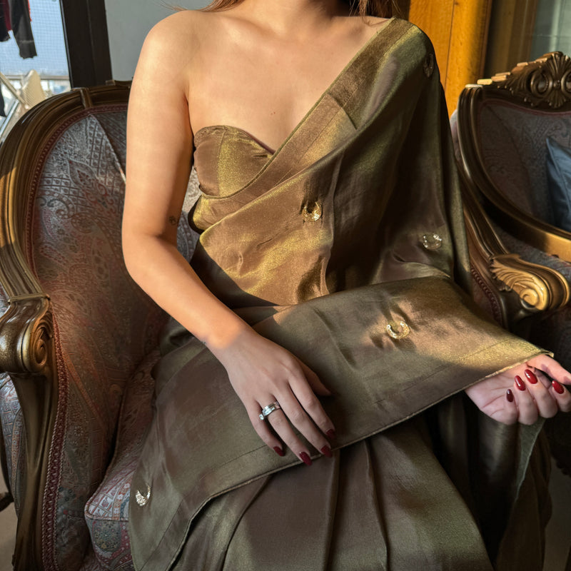 Brown Tissue Saree