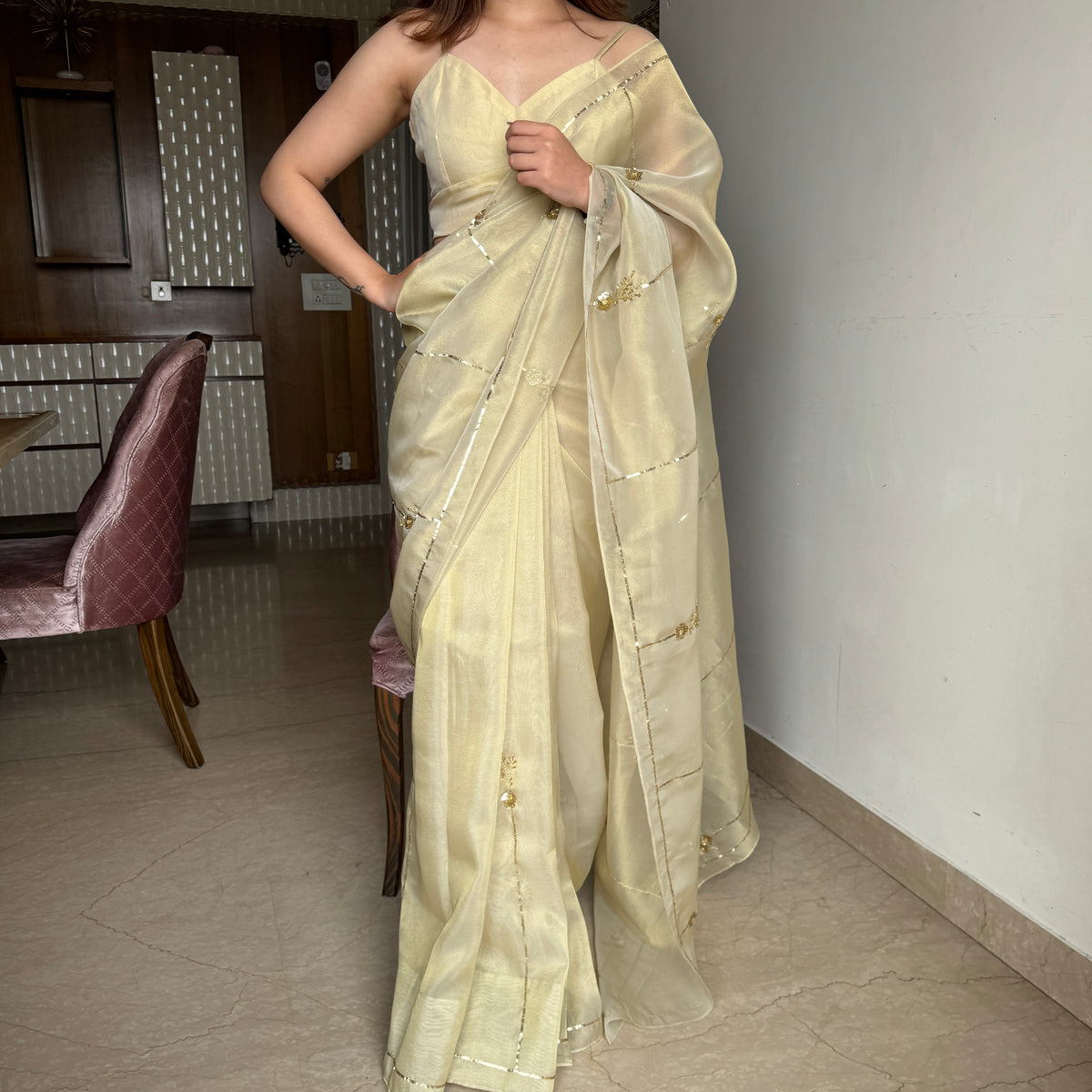 Golden Tissue Saree