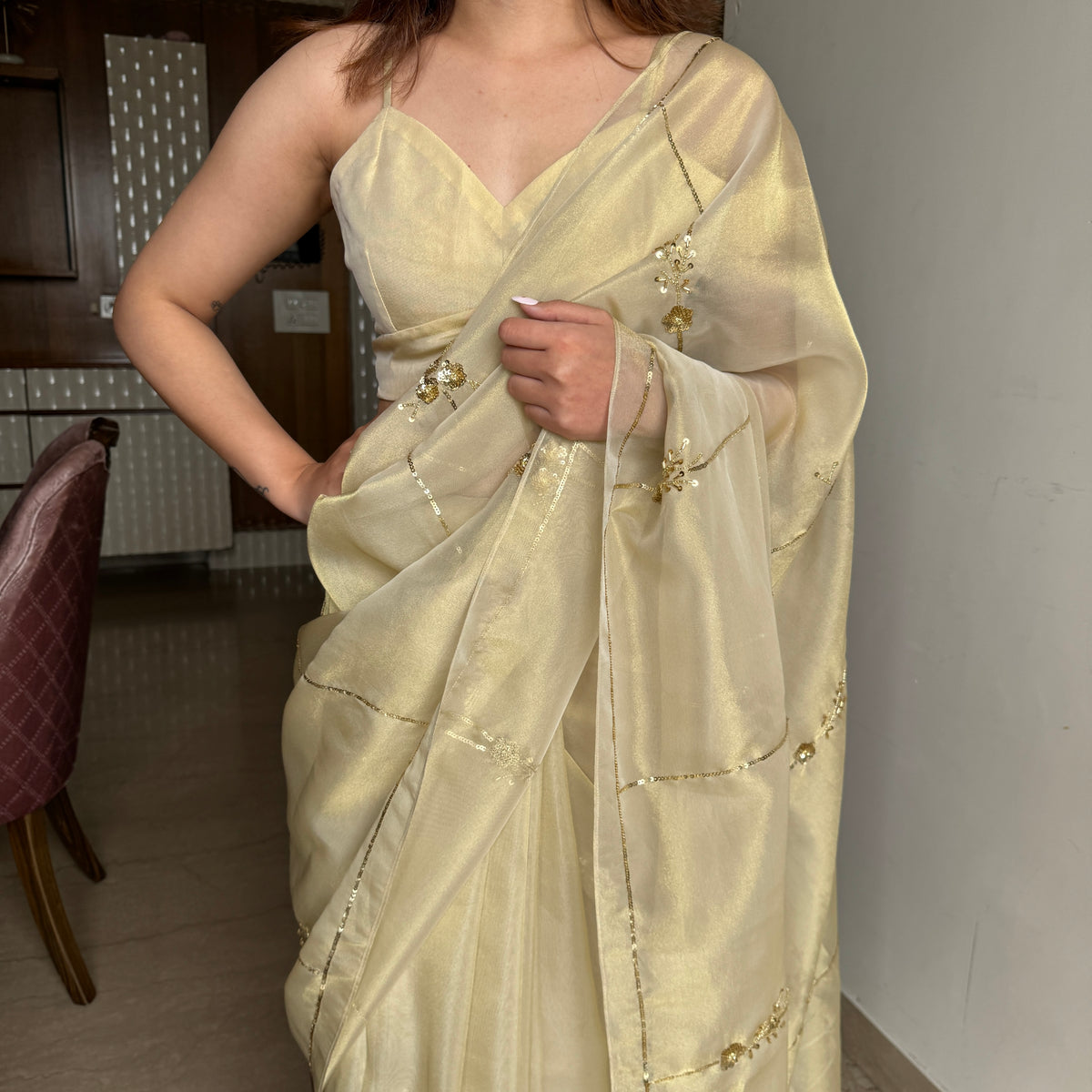 Golden Tissue Saree