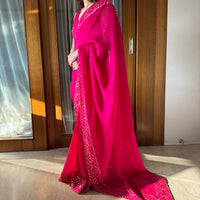 Hot Pink Organza Saree