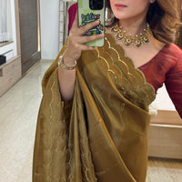 Golden Yellow Tissue Saree