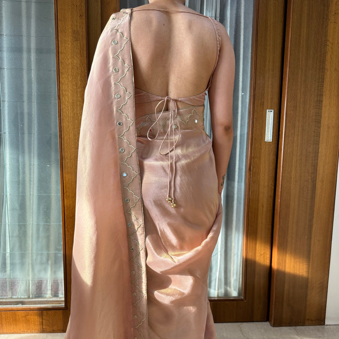 Golden Mauve Tissue Saree