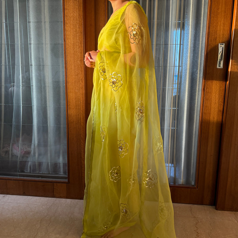 Sunny Lime Silk Organza