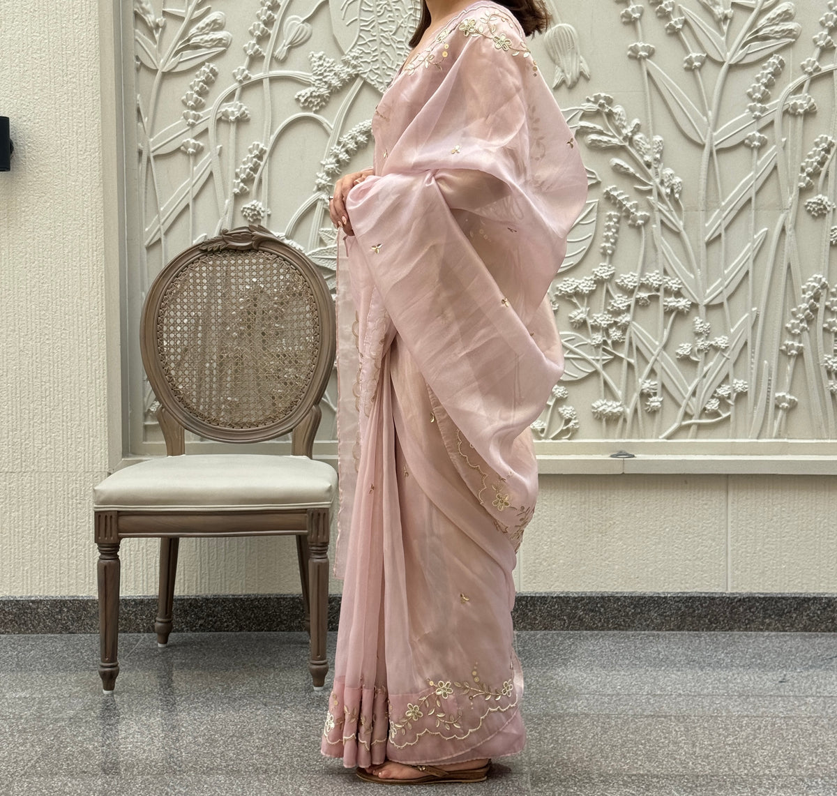 Baby Pink Shimmer Saree