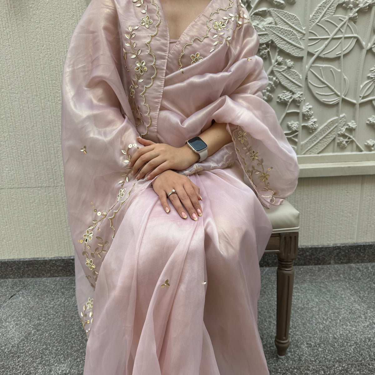 Baby Pink Shimmer Saree
