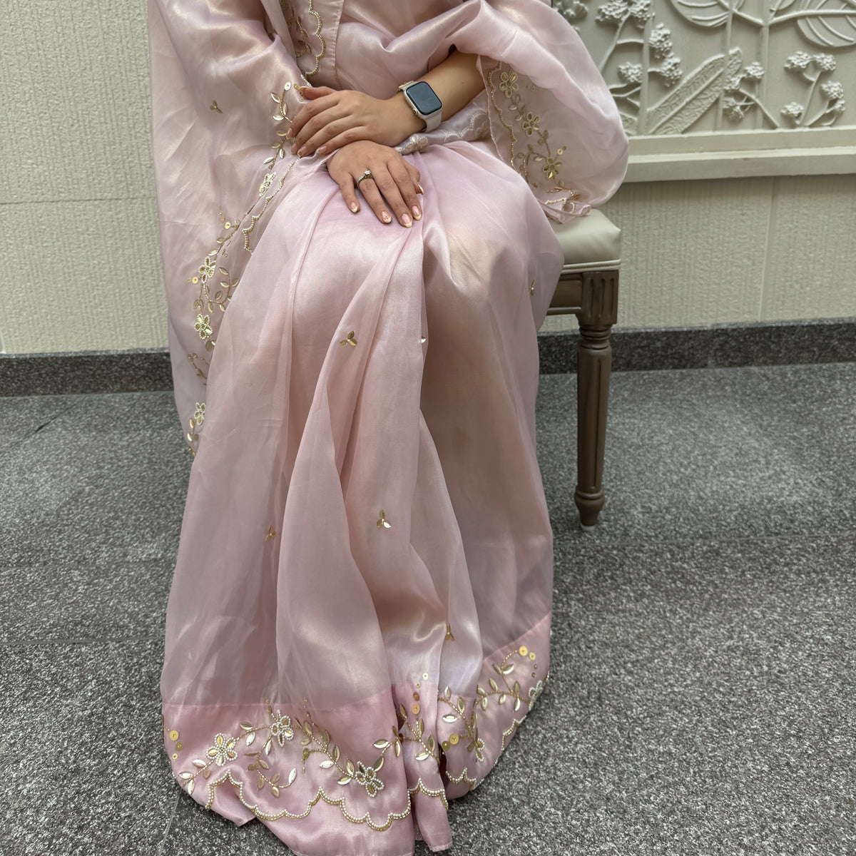 Baby Pink Shimmer Saree