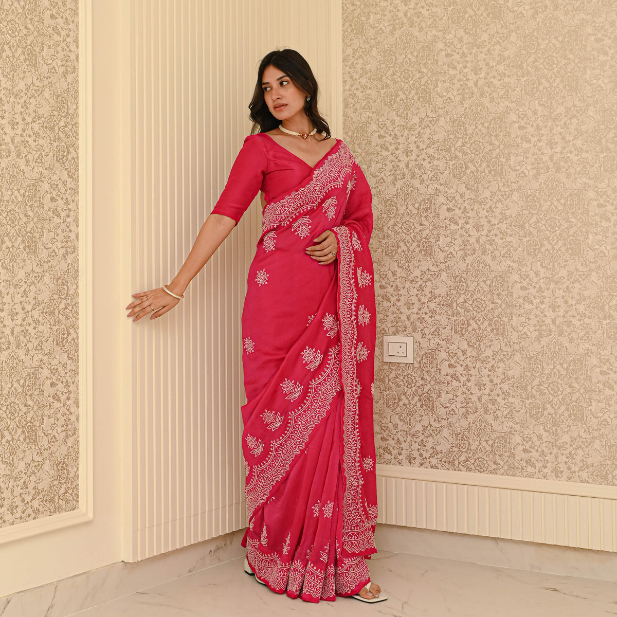 Celestial Pink Organza Saree