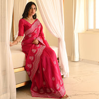 Celestial Pink Organza Saree