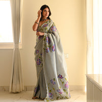 Pastel Silk Tissue Handpainted Saree