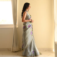 Pastel Silk Tissue Handpainted Saree