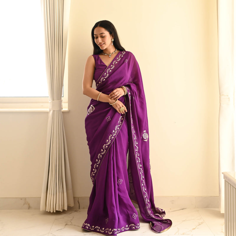 Royal Purple Organza Saree