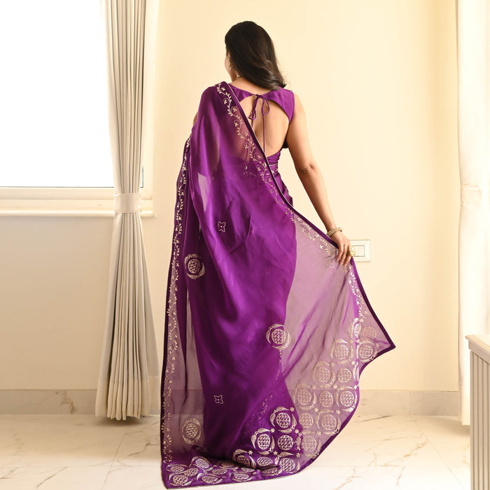 Royal Purple Organza Saree